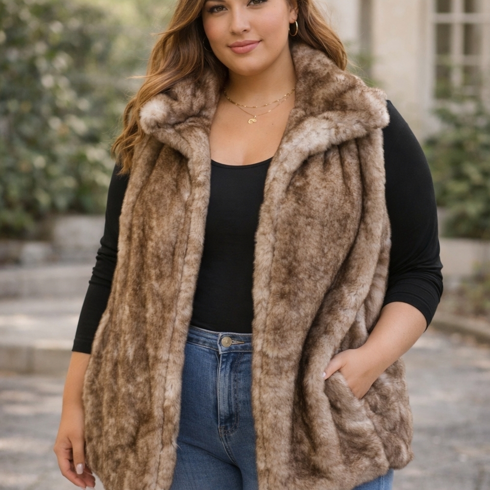LOFT Faux Fur Vest - | Tan Sz XXL | NWT